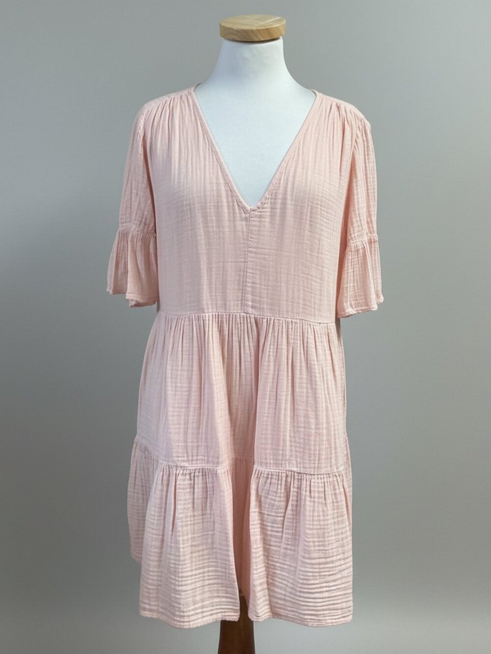 Velvet blush pink gauze dress, size XS